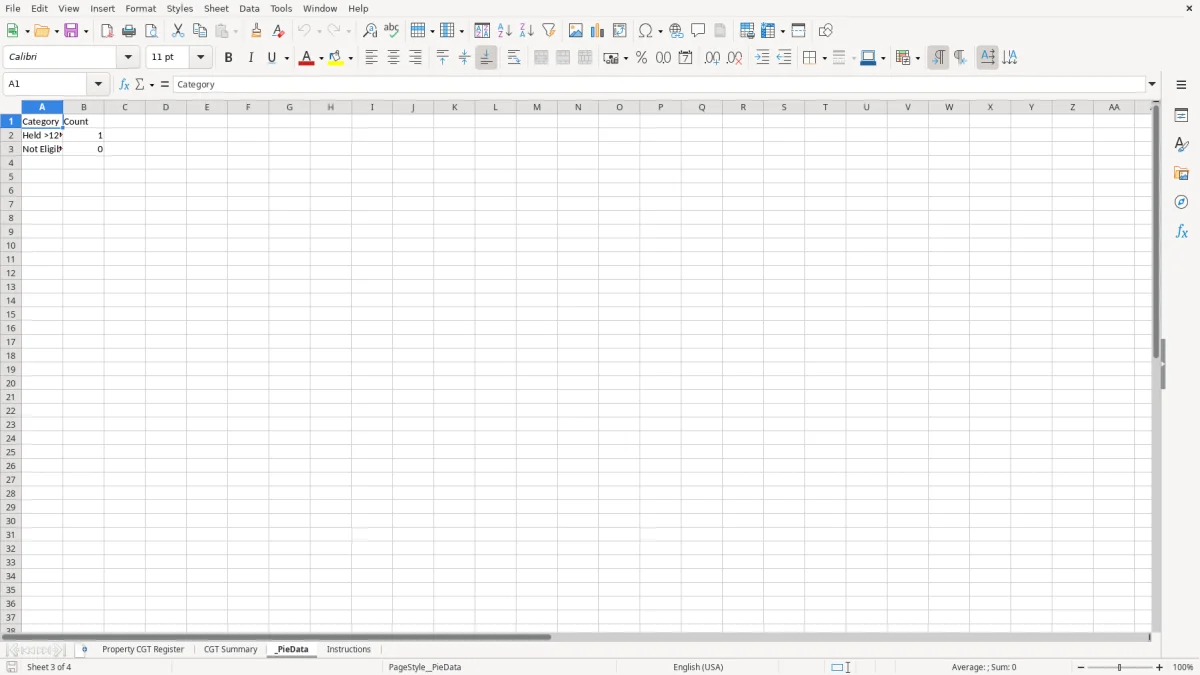 Screenshot 3: _PieData tab - Excel template capital gains tax property excel template australia